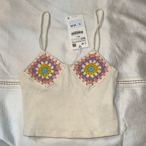 NWT Zara crotchet flower tank top